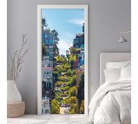 Door Stickers for Interior Doors 95 X 215 cm, 3D Hillside House Door Sticker Murals Self-Adhesive PVC Wall Decals Waterproof Wallpaper for Living Room Bedroom Bathroom 37.4 X 84.6 inch -DS1732