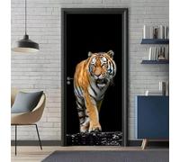 Door Stickers for Interior Doors 95 X 215 cm, 3D Tiger Night Door Sticker Murals Self-Adhesive PVC Wall Decals Waterproof Wallpaper for Living Room Bedroom Wall Stickers 37.4 X 84.6 inch -DS1661