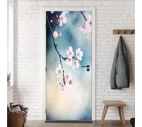 Door Stickers for Interior Doors Cherry Blossom Door Stickers Japanese Flowers Door Mural Self Adhesive 3D Wallpaper Door Decals for Bedroom Bathroom Office Decor 30.3"x78.7" M5085