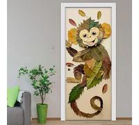 Door Stickers for Interior Doors Colorful Monkey Door Stickers 3D,PVC Self-Adhesive Murals for Home Decoration Door Posters for House Living Bedroom