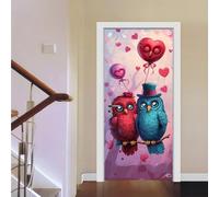 Door Stickers for Interior Doors Cute Bird 3D Door Art, Removable Decals, Self-Adhesive Mural, Sticker for Room Décor, 2 Pieces Set