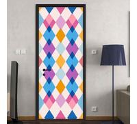 Door Stickers for Interior Doors Diamond Colored Door Stickers 3D,PVC Self-Adhesive Murals for Home Decoration Door Posters for House Living Bedroom