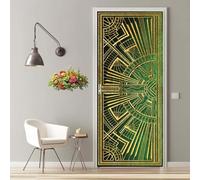 Door Stickers for Interior Doors Gold Lines Door Sticker Self Adhesive 3D Wallpaper Removable Wall Murals Waterproof Doors Poster for Bedroom Living Room Home Decor 37.4"X84.6"/95X215cm -MT2131