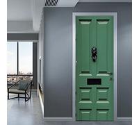 Door Stickers for Interior Doors Green Black Geometry Door Stickers PVC Peel and Stick Removable Door Sticker Self-Adhesive Door Mural Waterproof Wallpaper for Living Room Home Deco 88x200cm