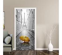 Door Stickers for Interior Doors, Landscape Architecture Iron Tower 77X200Cm Waterproof Self Adhesive 3D Boys Girls Children Room Bedrooms Bathroom Toilet Home Decoration Decal Door Art Poster Wall