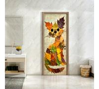Door Stickers for Interior Doors Leaf Animals Office Art Stickers for Interior Doors, Bedroom Living Room Bathroom House Decoration Self-Adhesive Posters