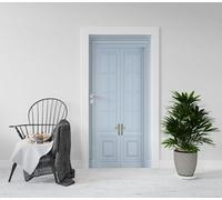 Door Stickers for Interior Doors Light Blue Geometry Door Covers for Interior Doors Fridge Stickers Glass Door PVC Waterproof Self-Adhesive Durable Removable Wallpaper Home Deco 77x200cm