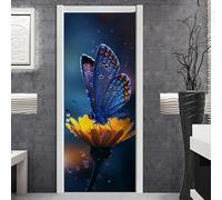 Door Stickers for Interior Doors Navy Blue Yellow Door Covers for Interior Doors Fridge Stickers Glass Door PVC Waterproof Self-Adhesive Durable Removable Wallpaper Home Deco 2x44x200cm