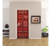 Door Stickers for Interior Doors Red&Container Door Sticker Mural Living Room Door PVC Self-Adhesive Waterproof Door Sticker 3D Wallpaper Home Door Decal W30.3 x H78.7 Inch