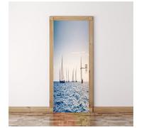 Door Stickers for Interior Doors Sailing On The Blue Sea 90X200Cm Waterproof Self Adhesive 3D Boys Girls Children Room Bedrooms Bathroom Toilet Home Decoration Decal Door Art Poster Wallpaper