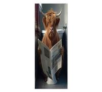 Door Stickers for Interior Doors Self Adhesive, Wall Sticker Decal for Bedroom Home Decor Waterproof, Removable Premium Vinyl Upgrade, Bull Funny Yak Read Newspapers at The Toilet