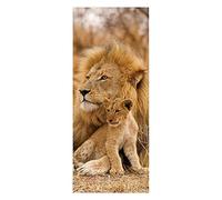 Door Stickers for Interior Doors Self Adhesive, Wall Sticker Decal for Bedroom Home Decor Waterproof, Removable Premium Vinyl Upgrade, Lion King and Kid Wildness Nature