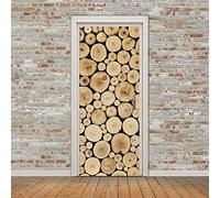 Door Stickers for Interior Doors Self Adhesive, Wall Sticker Decal for Bedroom Home Decor Waterproof, Removable Premium Vinyl Upgrade, Log Yellow Wood Effect