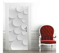 Door Stickers for Interior Doors Simple White Circle 80 X 200 Cm Door Stickers 3D Waterproof Self Adhesive Door Mural PVC Door Poster Removable DIY Door Mural Stickers - Boys and Girls Room Door Phot