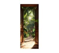 Door Stickers for Interior Doors Tropical Tree Brown Fridge Stickers Glass Door PVC Waterproof Self-Adhesive Durable Removable Wallpaper Home Deco Door Covers for Interior Doors 88x200cm