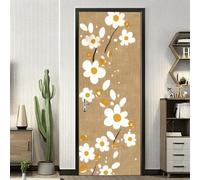 Door Stickers for Interior Doors White Flowers 3D Door Art, Removable Decals, Self-Adhesive Mural, Sticker for Room Décor, 2 Pieces Set