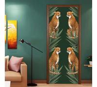 Door Stickers for Interior Doors Yellow Animals 3D Door Art, Removable Decals, Self-Adhesive Mural, Sticker for Room Décor, 2 Pieces Set