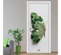 Door Stickers for Interior Green Butterfly Office Art Stickers for Interior Doors, Bedroom Living Room Bathroom House Decoration Self-Adhesive Posters