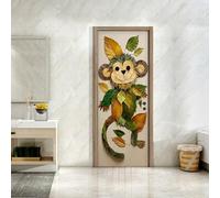 Door Stickers for Interior Green Monkey Office Art Stickers for Interior Doors, Bedroom Living Room Bathroom House Decoration Self-Adhesive Posters