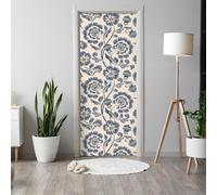 Door Stickers for Interior Grey Blue Flower Door Stickers 3D,PVC Self-Adhesive Murals for Home Decoration Door Posters for House Living Bedroom