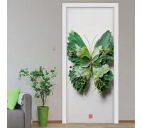 Door Stickers for Interior Leaf Butterfly Office Art Stickers for Interior Doors, Bedroom Living Room Bathroom House Decoration Self-Adhesive Posters