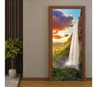 Door Stickers for Interior Mountain Waterfall Landscape 80 X 200 Cm Waterproof Self Adhesive 3D Children Kids Bathroom Baby Boys Girls Bedrooms Toilet Vinyl Home Decoration Decal Art O-10464022667430