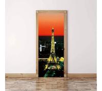 Door Stickers for Interior Paris Eiffel Tower View 100 X 215 Cm Waterproof Self Adhesive 3D Children Kids Bathroom Baby Boys Girls Bedrooms Toilet Vinyl Home Decoration Decal Art Office Li-3523711615