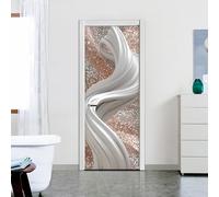 Door Stickers for Interior Silver Polka Dots 3D Door Art, Removable Decals, Self-Adhesive Mural, Sticker for Room Décor, 2 Pieces Set