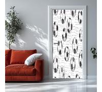 Door Stickers Mural Hand Drawn Football Pattern 77x200 cm Art 3D Mural Stickers for Interior Doors Black White, Wallpaper Decal Bedroom Living Room Office Bathroom House Decor
