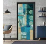 Door Stickers Murals Abstract Blue 3D Self Adhesive Door Decals for Interior Doors Waterproof Wall Decals Poster Sticker Mural Wallpaper for Office Bedroom Bathroom 37.4"X84.6"/95X215cm -DS2636