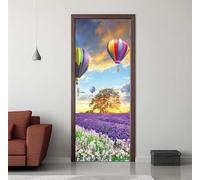 Door Stickers Murals Balloon Flower Field 3D Self Adhesive Door Decals for Interior Doors Waterproof Wall Decals Removable Poster Sticker Mural for Bedroom Bathroom 37.4"X84.6"/95X215cm -DS1599