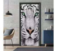 Door Stickers Murals Black and White Tiger 3D Self Adhesive Door Decals for Interior Doors Waterproof Wall Decals Removable Poster Sticker Mural for Bedroom Bathroom 33.8"X78.7"/86x200cm -DS1850