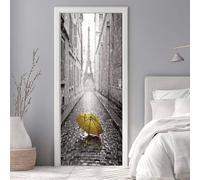 Door Stickers Murals Eiffel Tower Street 3D Self Adhesive Door Decals for Interior Doors Waterproof Wall Decals Poster Sticker Wallpaper for Bedroom Bathroom Home Decor 35.4"X78.7"/90X200cm -DS3643