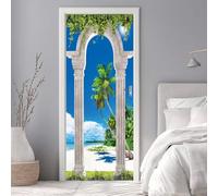 Door Stickers Murals Sea Arch 3D Self Adhesive Door Decals for Interior Doors Waterproof Wall Decals Removable Poster Sticker Wallpaper for Bedroom Bathroom Home Decor 37.4"X84.6"/95X215cm -DS1585