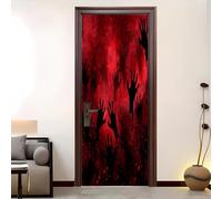 Door Stickers, Peel and Stick Horror Style Bloody Hands Interior Doors Self-Adhesive Wall Stickers Red 3D Door Mural for Bedroom Living Bathroom Home Improvement 82x200 cm