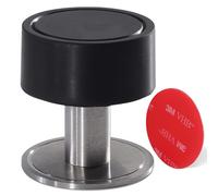 Door Stop - 1 Pack, Door Stoppers for Floor with Noise Dampening Rubber, 2-in-1 Self Adhesive Door stoppers for skirtings with 3M VHB or Screws, Wall Mounted Door Stops Indoors, Black
