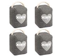 Door Stop - 4 Grey Fabric 1.4kg Embroidered Door Stoppers