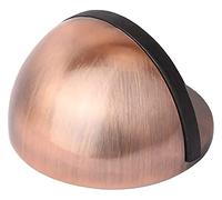 Door Stop, Floor Zinc Alloy Oval Mounted with Screws and Double-Sided Adhesive Tape Rubber Buffer Stopper(Red Bronze)