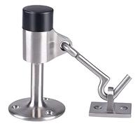 Door Stop Stainless Steel Magnetic Wall Mounted Door Stopper with Hook and Rubber Bumper Silver