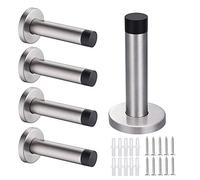 Door Stop, STARVAST 5 Pack 90mm Stainless Steel Door Stopper Heavy Duty Wall Mounted Rubber Buffer Bumper with Screws and Drywall Anchors