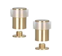 Door Stop | Threaded Base | Brass | Includes Screw + Mounting Plug | EVI Herrajes I-1802U (Matte Brass - White Rubber, 34 mm x 35 mm)