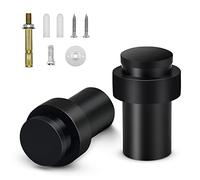 Door Stopper 2 Pack, Floor Door Stop 2.5 Inch Cylindrical Black Door Stops Rubber Bumper Modern Commercial Decorative Door Stoppers Wall Protector Floor Mount Doorstops