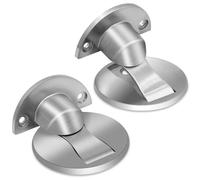 Door Stopper 2 Pack, Magnetic Door Stop, Floor Door Stoppers Magnetic, Self Adhesive, Stainless Steel Magnetic Door Catch Door Holder for Bottom of Door, Sliver