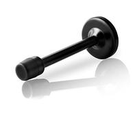 Door Stopper, 6 Inch(120mm) Door Stop Extra Long Wall Mount Doorstop, Brushed Stainless, Modern Rigid Door Holder Protector Black Long Doorstop with Soft Rubber Bumper