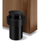 Door Stopper 65mm, Black Door Stop for Floor, Stainless Steel, Cylindrical Doorstop Rubber Bumper Wall Protector for Skirtings