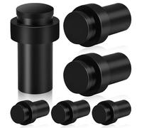 Door Stopper 85mm, Black Door Stop for Floor,Stainless Steel,Wall Mounted Cylinderical Door Stops with Rubber Bumper Wall Protector,Modern Doorstop for Skirtings,6 Pack