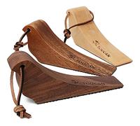Door Stopper Decorative - 3Pcs Set Door Stop - Wooden Door Wedge - Beech Wood, Dark Acacia, Walnut - Lovely Bird Shaped Cute Door Stopper Wedge - Non-Slip Rubber Patches - Hanging Leather Strips