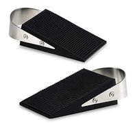 Door Stopper Wedge - ASelected 2 Pcs Heavy Duty Door Stop Made of Metal and Rubber Non-Slip Doorstops for Home Office (Black)