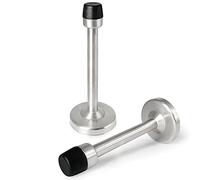 Door Stoppers, 150mm Extra Long Door Stopper 2 Pack Wall Protector Door Stop with Sound Dampening Rubber Bumper Tips, Brushed Nickel, Satin Door Stops Silver for Wall Mount Door Mount