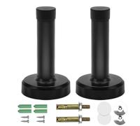 Door Stoppers, 2 Pcs 75mm Matt Black Concealed Fixings Rubber Tip Zinc Alloy Wall Stoppers to Reduce Noise & Prevent Damage for Skirtings Modern Outdoor Doorstop (Black)
